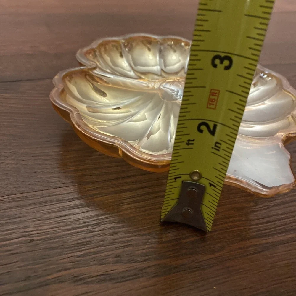 Vintage Carnival‎ Glass Marigold Amber Clover Leaf Candy/Nut/Relish Dish